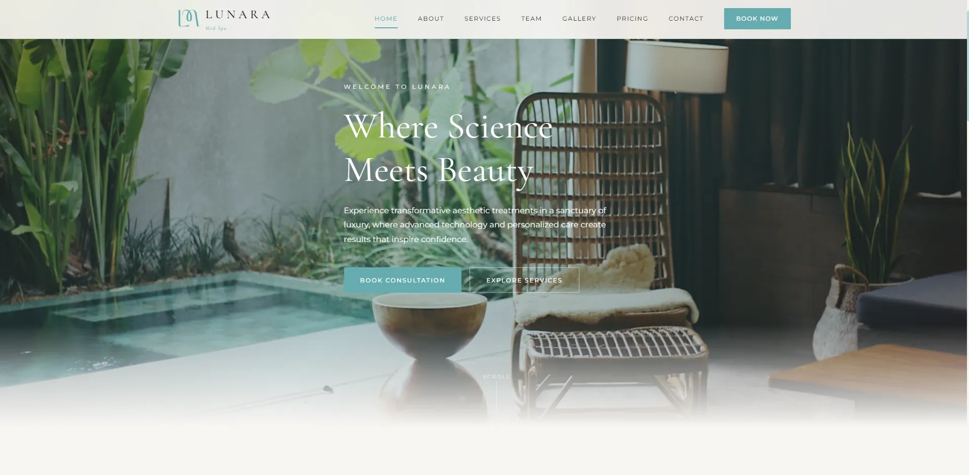 Lunara Med Spa website